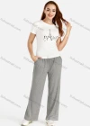 Wholesale Women's Summer Round Neck Letter Print Tee&Wide Leg Pants Set - Liuhuamall