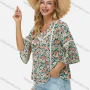 Wholesale Women's V Neck Flare Sleeve Crochet Floral Elegant Boho Blouse preview