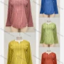 Wholesale Women's Casual Notched Neck Long Sleeve Striped Curved Hem Blouse preview