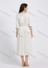 Wholesale Women's Keyhole-Neck Haft Sleeve High Waist Floral Embroidery Midi Dress - Liuhuamall