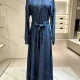 Wholesale Women's Casual Zipper Collar Belted Long Sleeve Denim Maxi Dress #MC-04 Denim Clothing Wholesale Market Liuhua