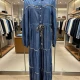 Wholesale Women's Streetwear Leopard Trim Tiered Long Sleeve Denim Maxi Dress #MC-05 Denim Clothing Wholesale Market Liuhua