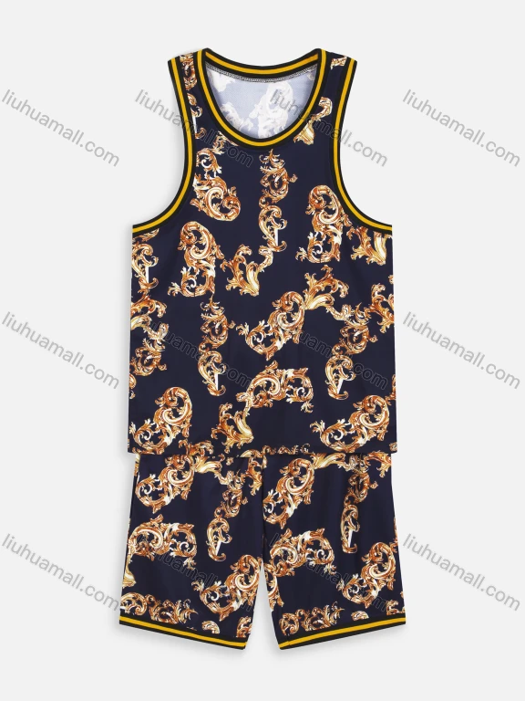 Wholesale Men's Casual Baroque Print Tank Top