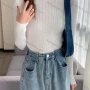Wholesale Women's Casual Plain Turtleneck Long Sleeve Ribbed Knit Sweater Tops 8020# preview