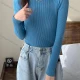 Wholesale Women's Casual Plain Turtleneck Long Sleeve Ribbed Knit Sweater Tops 8020# Azure Clothing Wholesale Market Liuhua