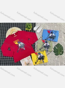 Wholesale Boy's Comfy Crew Neck Long Sleeve Graphic Letter T-Shirt, LIUHUA CLOTHING WHOLESALE