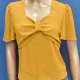 Wholesale Women's Casual Sweetheart Neck Short Sleeve Ruched Plain Tops 1# Clothing Wholesale Market Liuhua
