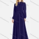 Wholesale Women's Plain Tie Front Zipper Back Long Sleeve Mock Neck Maxi Dress 12# Clothing Wholesale Market Liuhua