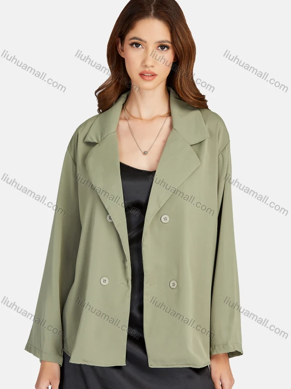 Wholesale Women's Casual Lapel Long Sleeve Double Breasted Blazer Suit Jacket 1246#
