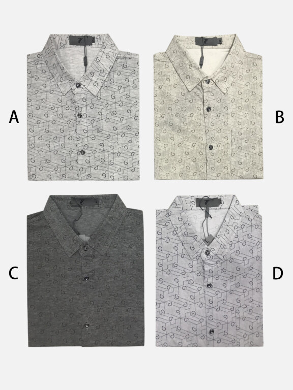 Men's Casual Long Sleeve Collared Allover Abstract Print Button Down Shirts, Clothing Wholesale Market -LIUHUA, Men, Men-s-Tops, Men-s-Hoodies-Sweatshirts