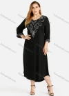 Wholesale Women's Casual V Neck 3/4 Sleeve Embroidered Midi Dress - Liuhuamall