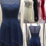 Wholesale Women's Glamorous Plain Bateau Neck Appliques Lace Pearl Decor Short Bridesmaid Dress WS-A002# preview