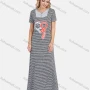 Wholesale Women's Casual Round Neck Button Front Heart Graphic Splicing Maxi Dress preview