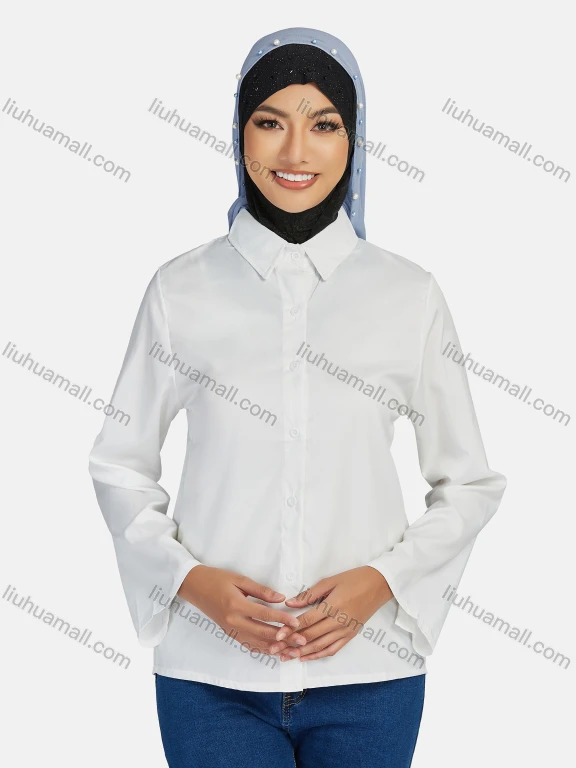 Wholesale Women's Casual Shirt Collar Button Down Shirt Without Hijab