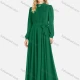 Wholesale Women's Plain Tie Front Zipper Back Long Sleeve Mock Neck Maxi Dress 21# Clothing Wholesale Market Liuhua