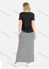 Wholesale Women's Summer Letter Graphic Tee&Striped Maxi Skirt Set - Liuhuamall