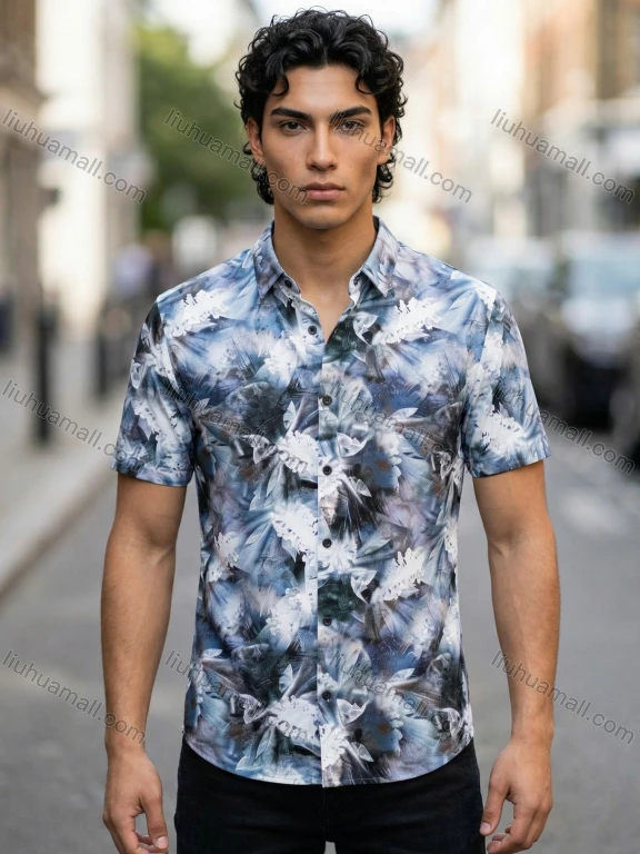 Wholesale Men's Slim Fit Floral Print Short Sleeve Shirt - In Stock 2026