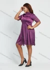 Wholesale Women's Elegant Satin High Neck Plain Knee Length Cocktail Dress - Liuhuamall