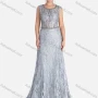 Wholesale Women's Elegant Crew Neck Sequin Beaded Floor Length Evening Dress preview