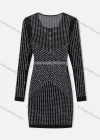 Wholesale Women's Cocktail Lace Up Rhinestone Long Sleeve Short Dress XM-01# - Liuhuamall