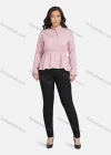Wholesale Women's Casual Stand Collar Long Sleeve Peplum Keyhole Back Blouse - Liuhuamall