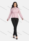 Wholesale Women's Casual Stand Collar Long Sleeve Peplum Keyhole Back Blouse - Liuhuamall