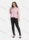 Wholesale Women's Casual Stand Collar Long Sleeve Peplum Keyhole Back Blouse - Liuhuamall
