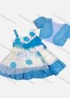 Wholesale Girls Lovely Sleeveless Appliques Tiered Flower Dress & Rhinestone Cardigan Set - Liuhuamall