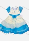 Wholesale Girls Lovely Short Sleeve 3D Flower Rhinestone Ruched Tiered Flower Dress - Liuhuamall