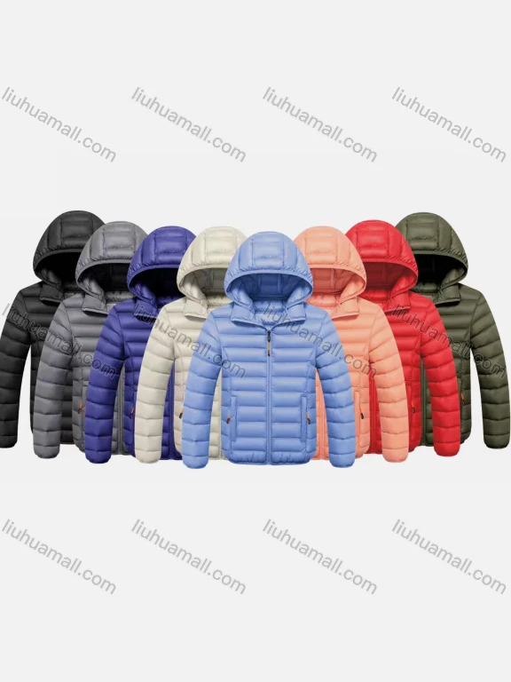 Wholesale Kids Casual Hooded Long Sleeve Zipper Pocket Thermal Puffer Jacket