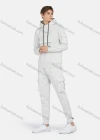 Wholesale Men's Casual Hooded Drawstring Flap Pockets Plain Hoodies & Ankle-Tie Pants 2-Piece Set 2232# - Liuhuamall
