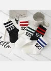 Wholesale Boys Lovely Striped Letter Graphic Crew Ankle Socks - Liuhuamall