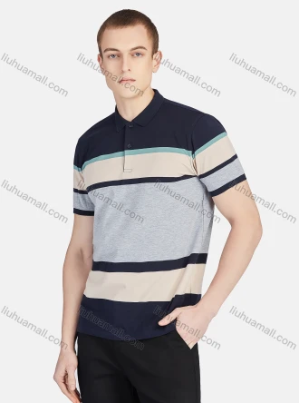 Wholesale Men's Casual Collared Short Sleeve Striped Button Front Polo Shirt, LIUHUA CLOTHING WHOLESALE