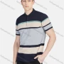 Wholesale Men's Casual Collared Short Sleeve Striped Button Front Polo Shirt preview