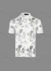 Wholesale Men's Casual Letter Allover Print Contast Collar Polo Shirt - Liuhuamall