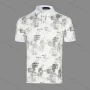 Wholesale Men's Casual Letter Allover Print Contast Collar Polo Shirt preview