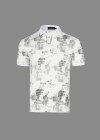 Wholesale Men's Casual Letter Allover Print Contast Collar Polo Shirt - Liuhuamall