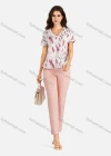 Wholesale Women's Casual Allover Print V Neck Short Sleeve Tee - Liuhuamall