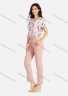 Wholesale Women's Casual Allover Print V Neck Short Sleeve Tee - Liuhuamall