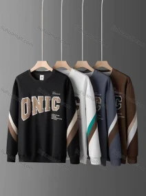 Wholesale Men's Casual Splicing Colorblock Letter Graphic Long Sleeve Round Neck Sweatshirt P62#, LIUHUA CLOTHING WHOLESALE