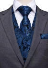 Wholesale Men's Formal Floral Silky Waistcoat With Necktie & Kerchief & Cufflinks 4-piece Set - Liuhuamall