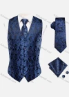 Wholesale Men's Formal Floral Silky Waistcoat With Necktie & Kerchief & Cufflinks 4-piece Set - Liuhuamall