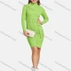 Wholesale Women's Elegant Long Sleeve Mock Neck Lace Up Slim Knit Short Dress With Belt 2112# C627# Clothing Wholesale Market Liuhua