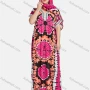 Wholesale Women's African Embroidered Allover Print Floral Maxi Dress With Scarf WQ87# preview