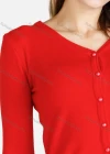 Wholesale Women's V-Neck Solid Button Front Knit Long Sleeve Slim Fit Cardigan 2289-4443# - Liuhuamall