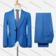 Wholesale Men's Formal Lapel One Button Plaid Flap Pockets Blazer Jacket & Waistcoat & Pants 3 Piece Set Blue Clothing Wholesale Market Liuhua