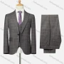Wholesale Men's Business Lapel One Button Plaid Flap Pockets Blazer Jacket & Waistcoat & Pants 3 Piece Set preview