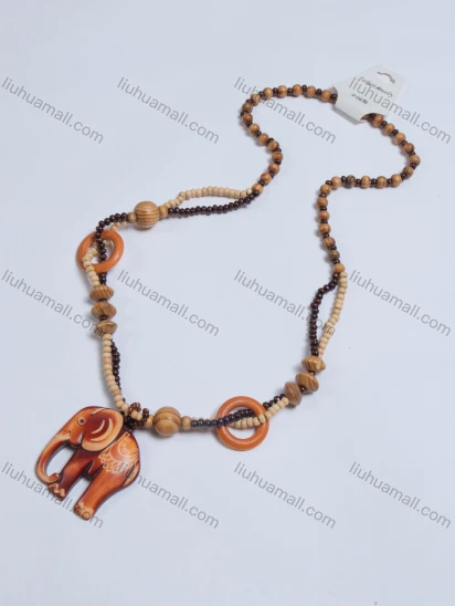 Wholesale Vintage Elephant Wood Beads Necklace