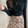 Wholesale Women's Casual Plain Mock Neck Long Sleeve Wide Ribbed Knit Sweater Tops 8029# preview