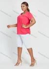Wholesale Women's Daily Short Sleeve Square Neck Rhinestone Top 2 Piece Set - Liuhuamall